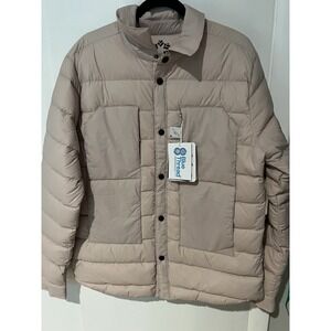 NWT Obermeyer Men's Explorer Down Shirt Cement Size Medium Jacket Snap‎